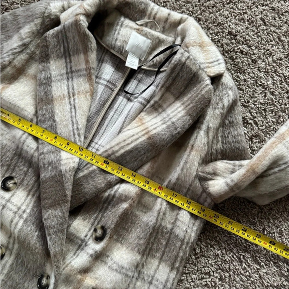 H&M Premium Plaid Pea Coat Women Size 4 EUC - Picture 3 of 5